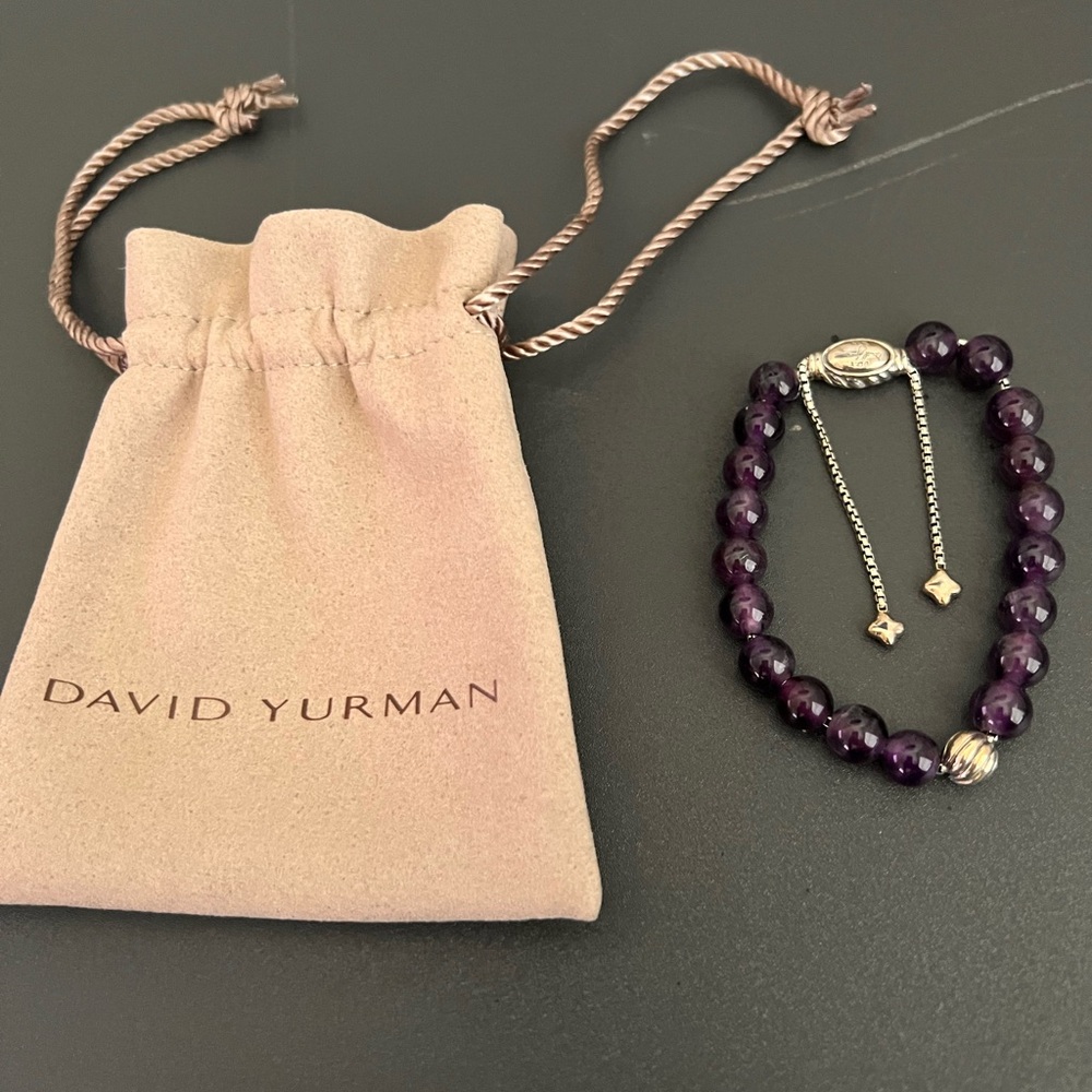 David Yurman Sterling Silver Purple Beaded Pull Bracelet - NEW - Picture 3 of 4